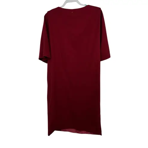 Vintage 1960s Handmade Couture Wool Dress Crimson Red w/ Black Frog Closures Size 8