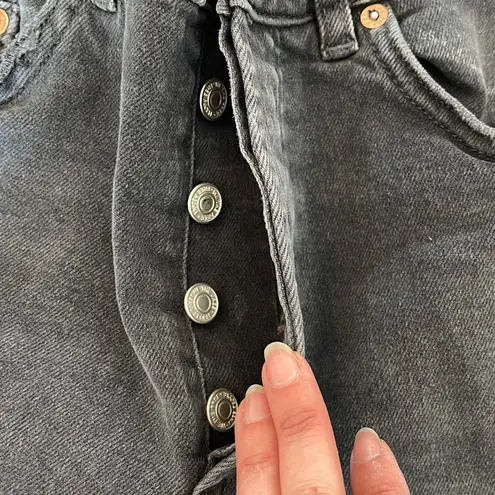 Free People  Women's Distressed‎ Jeans Skinny Button Fly Slim Fit Black Size 26