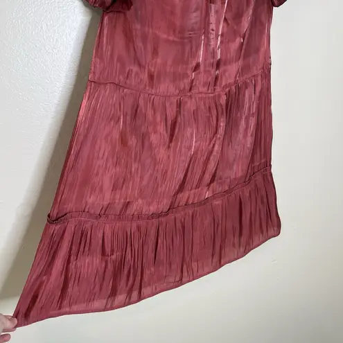 Women's Red Dress Holiday Christmas Shimmer Sparkle Tiered Short Flutter Sleeve