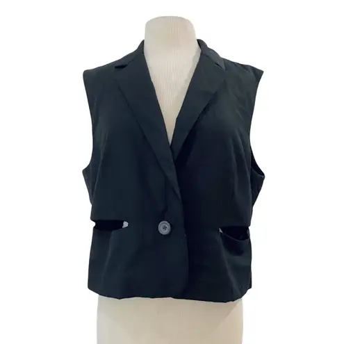 Ports 1961 100% wool and 100% silk lining cut out vest NEW Black Size 12