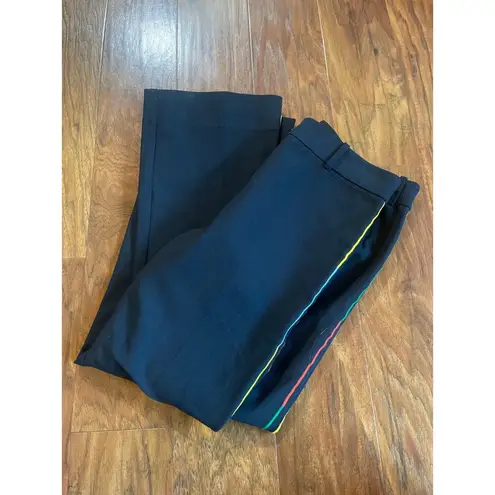 DEREK LAM 10 CROSBY Cropped Embroidered Flare Trouser w Rainbow Size 4 Black