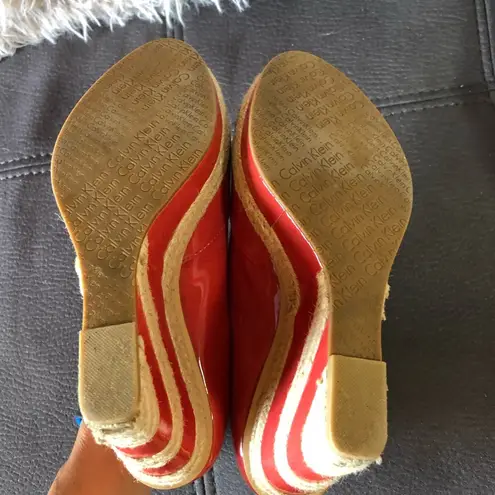 Calvin Klein  Coral Color Platform Wedges Size 8