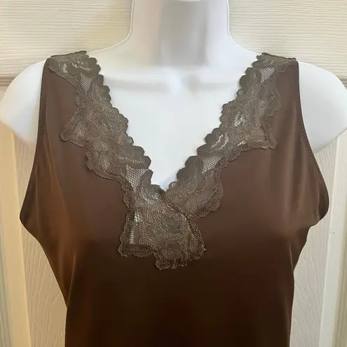 Vintage Curve & Contour by Flexees Brown Lace Trim Camisole Shapewear Large thumbnail 7