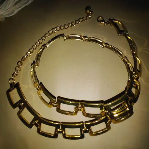 Gold Tone Chain Link Belt Vintage Versatile Adjustable Rectangle Design 1 Inch Size XL