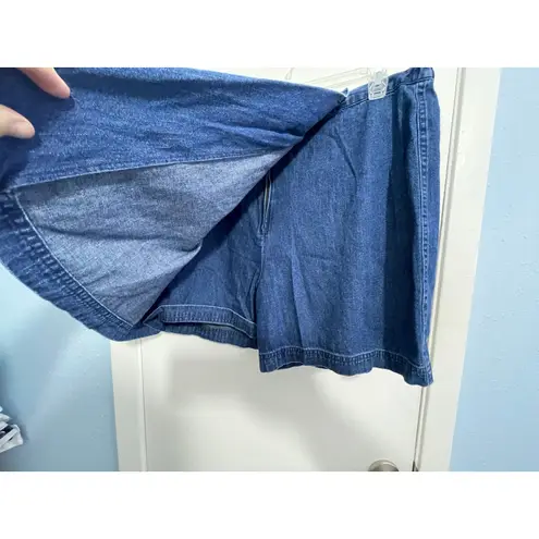 White Stag VTG Faux Wrap Denim Skort Size 12 Boho Embroidered Summer Festival