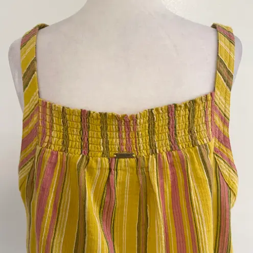 prAna New Smocked Tie Hem Tank Top Little Palm Cami Leapfrog Stripe Size Large