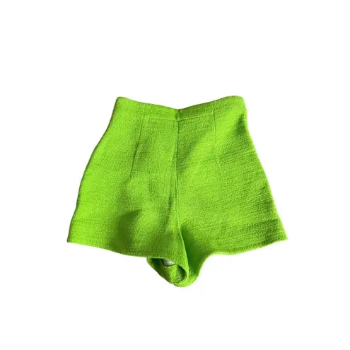 ZARA  Neon Green Gold Button High Waist Shorts Size XS
