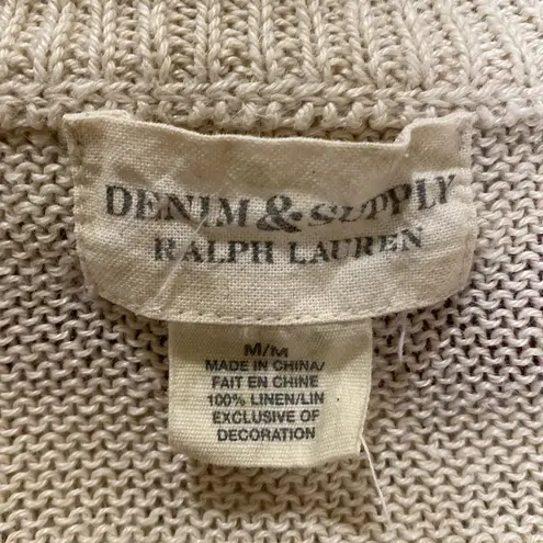 Denim & Supply Ralph Lauren Linen Women's Medium Vintage Loose Knit Mesh Sweater
