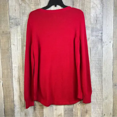 kim rogers  Size Large Red Pullover Crewneck Long Sleeve Penguin Sweater