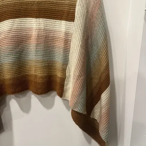 Mia & Tess Striped Multi Color Sweater Poncho Loose Comfy