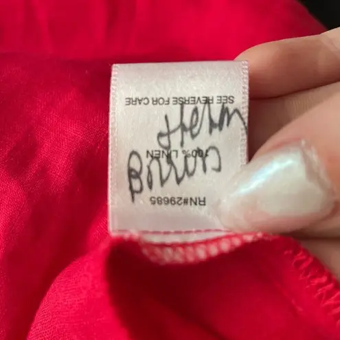 Pendleton  Linen Belted Button‎ Down Dress Sz Medium Red - Image 3