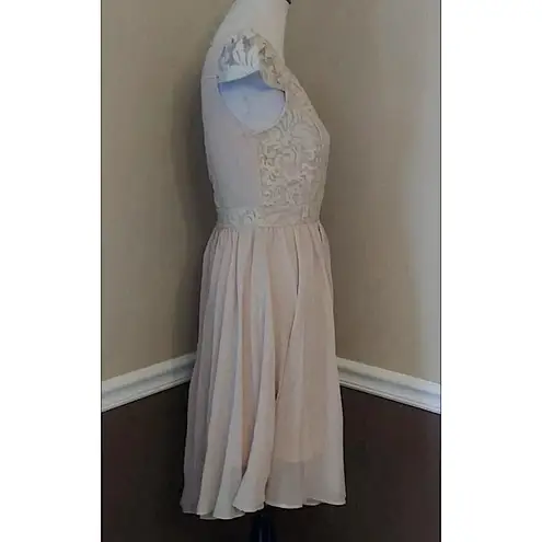 Marineblu Beige Chiffon Embroidered Bodice Party Dress Modcloth Bridgerton Fairy