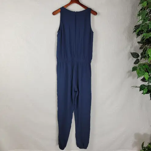 CAbi  Womens Jumpsuit Size M French Navy Drawstring Waist Sleeveless Back Zip‎ - Image 9
