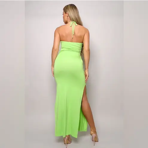 NEW "Pretty Cabana" Lime Green Cut Out Maxi Beach Dress Size M