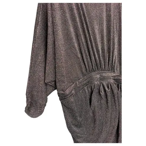 Eloquii Dress Womens 20 Dolman Sleeves Tulip Hem Lurex Metallic Sparkly Black