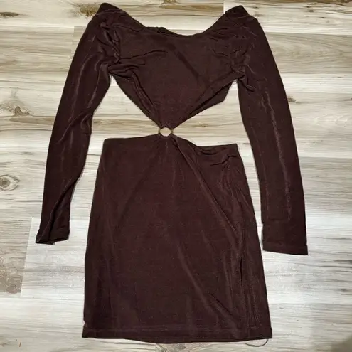 Princess Polly NEW  Henley Mini Dress Cutout Brown Women’s 12