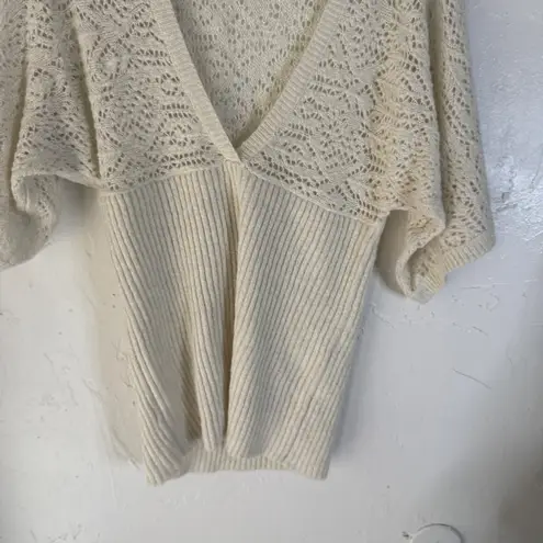 ANA Cream Lace Knit Dolman Sleeve V