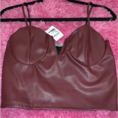 Charlotte Russe FAUX LEATHER CORSET CROP TOP