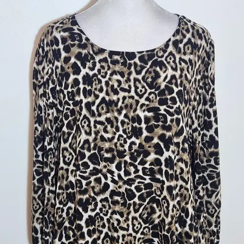JODIFL Leopard Print Long Sleeve Mini Dress Size Medium Leopard Shift Dress