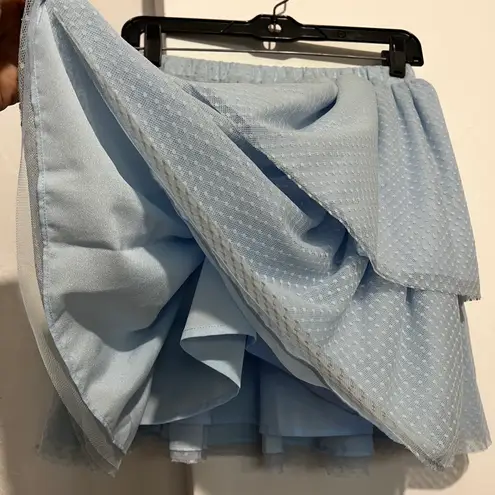Hill House The Clara Tulle Tiered Dotted Mini Skirt Powder Blue Women Small