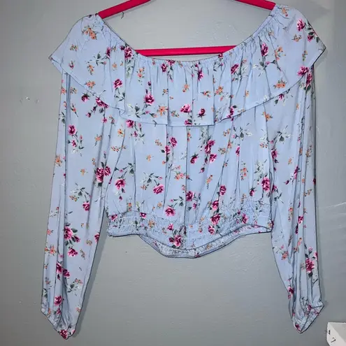 Kohls Long Sleeve Off-Shoulder Floral Blouse