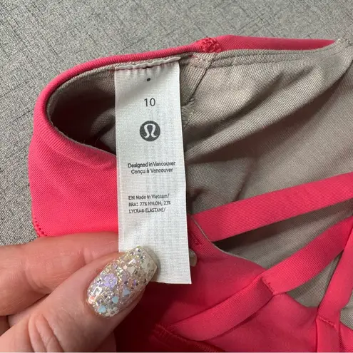 Lululemon  Energy High-Neck Longline Sports Bra Zip Front Lip Gloss Pink 10 NWT