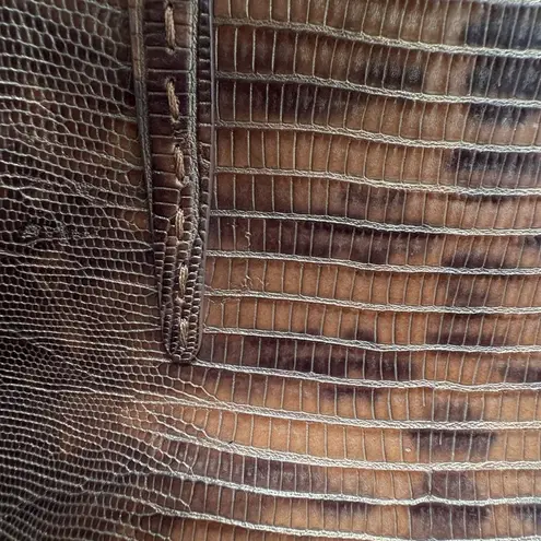 Sondra Roberts VTG Y2K Faux Snakeskin Double Handles Purse Shoulder Bag Brown