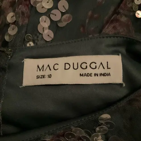 Mac Duggal 93750 Womens Embellished Illusion Long Sleeve Faux Wrap Gown Dress