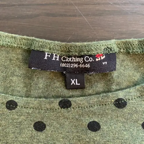FH Clothing Co. Polka Dot Top with Pocket Casual Green XL Funky USA Comfy Artsy