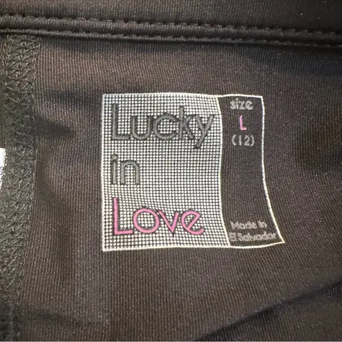 Lucky In Love Women’s Black and Neon Green Tennis Skort Size Large 12