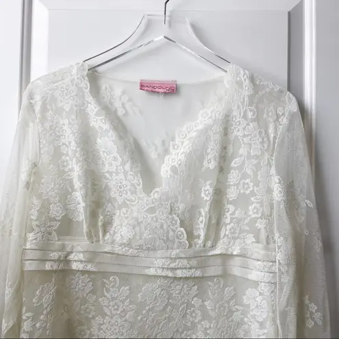 Bandolino Vintage Petite Off White Lace Blouse Long Sleeve Romantic