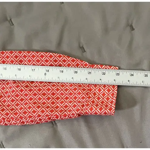 Joe Fresh Women’s XS Geo Print Long Sleeve Halfway Button Tunic Top Orange White