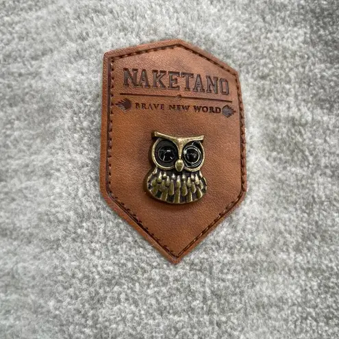 Naketano Light Gray Fleece Neutral Pullover High Collar Soft Cozy Hoodie Grey M