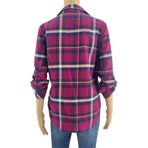 Make + Model Size SMALL Pink Purple Plaid Night Night Snap Button Up Shirt - Image 5