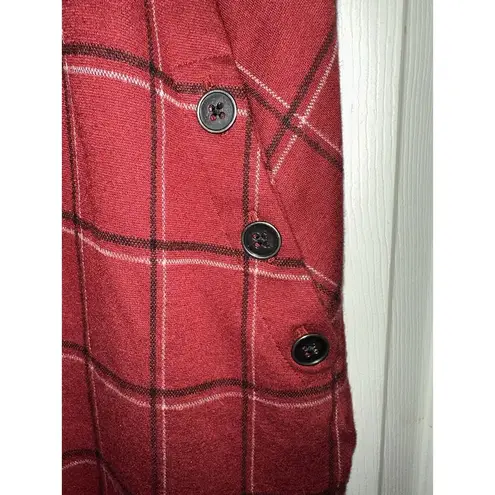 J. Jill Ponte Women Red Plaid Short Sleeve Midi Dress Stretch Size S