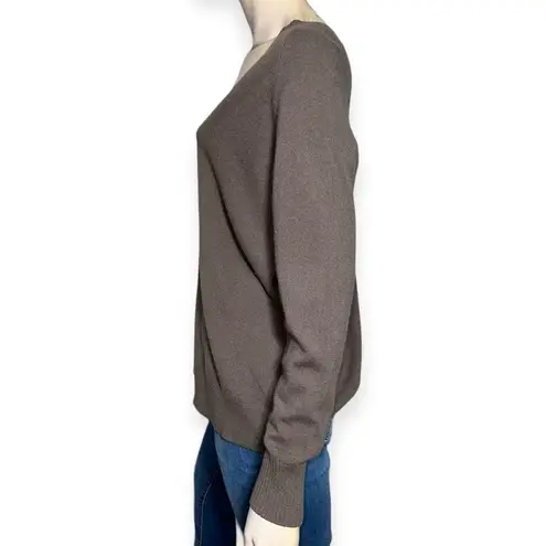 360 Cashmere Women’s Size S Mouse Gray Cashmere Knit V-Neck Long Sleeve Sweater