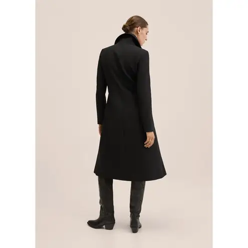 MNG Women's Black Button Down Collared Long Sleeve Long Coat Jacket Size S