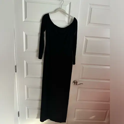 SKIMS Off the Shoulder Smooth Long Sleeve Maxi Dress Onyx Discontinued- NWT L