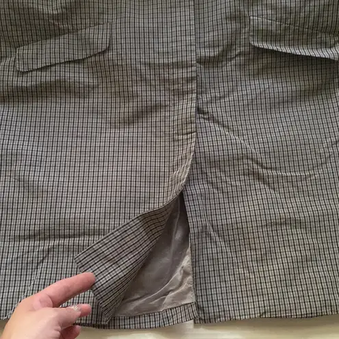 Brooks Brothers Vintage blue plaid long cotton blend trench coat, size medium