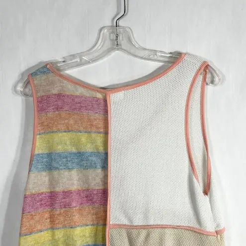 Sugarfox Large Tank Top Multi Print Color Block Knit Sleeveless Boutique 1156 Pink