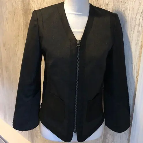 Zadig & Voltaire Deluxe Black Shimmer Zip Blazer - Size M