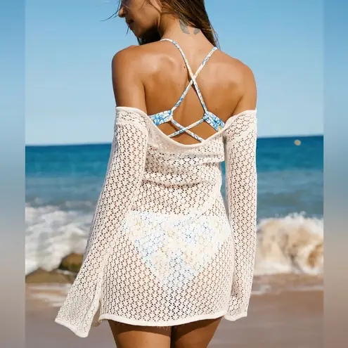 Berlook White Crochet Mesh Skirt Blouse