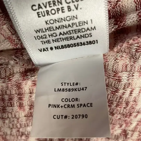 Liverpool Los Angeles Womens Space Dyed Pink V-Neck Short Sleeve Knit Top Sz L