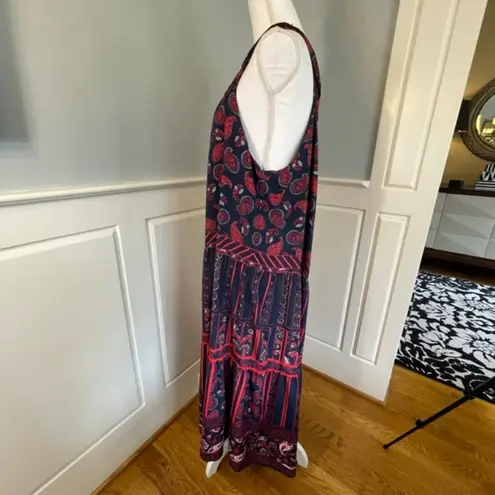 Gibson Latimer New NWT Ruffled Tiered Red White Blue Maxi Dress XXL