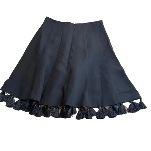 Club Monaco Women’s 6 Tassel Fringe Mini Skirt Black Coastal Beach Resortwear