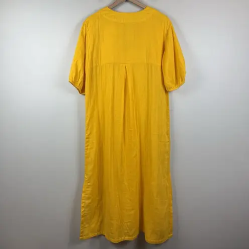 Lake Gauze Caftan Muslin Lounge Dress Yellow Large Boho Lagenlook Coastal Travel