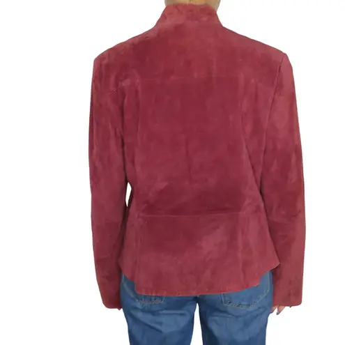 Pamela McCoy 1990s Vintage Leather Jacket Burgundy Suede Leather Jacket Medium Red