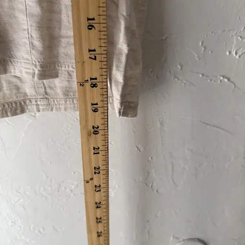 Cottage Button Up Shirt Medium Beige Short Sleeve Embroidered Pockets Casual Top