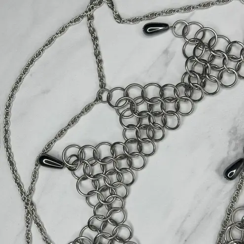 Silver Chunky Chain Belt Draped Beaded Y2K Festival Hook Closure One Size (OS) ✨