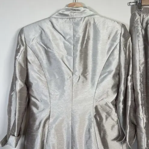Alex Evenings Formal Suit Womens Size 6 Champagne Shimmer Skirt Jacket Wedding